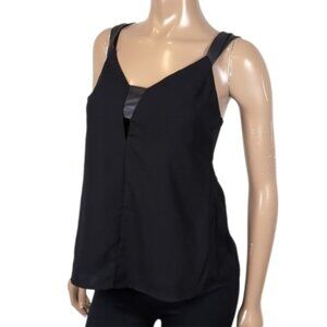 3/$20 Dynamite Camisole Tank Top Vneck Faux Leather Cut Out Strappy Wrap Black
